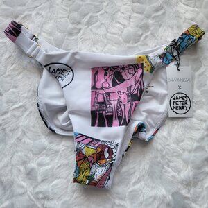 Swiminista x James Henry Peter White Bikini Bottom Women's Art Toss NWT
